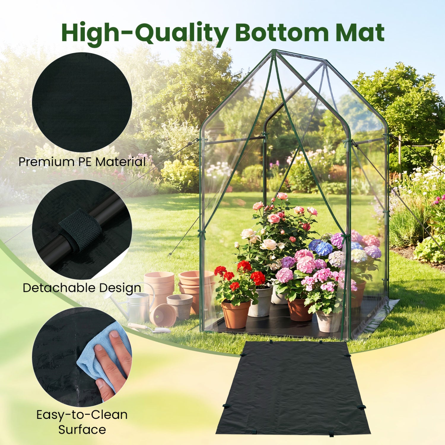 Mini Green House Metal Frame with Waterproof Bottom Mat and Wind Ropes-XL, Transparent Greenhouses at Gallery Canada