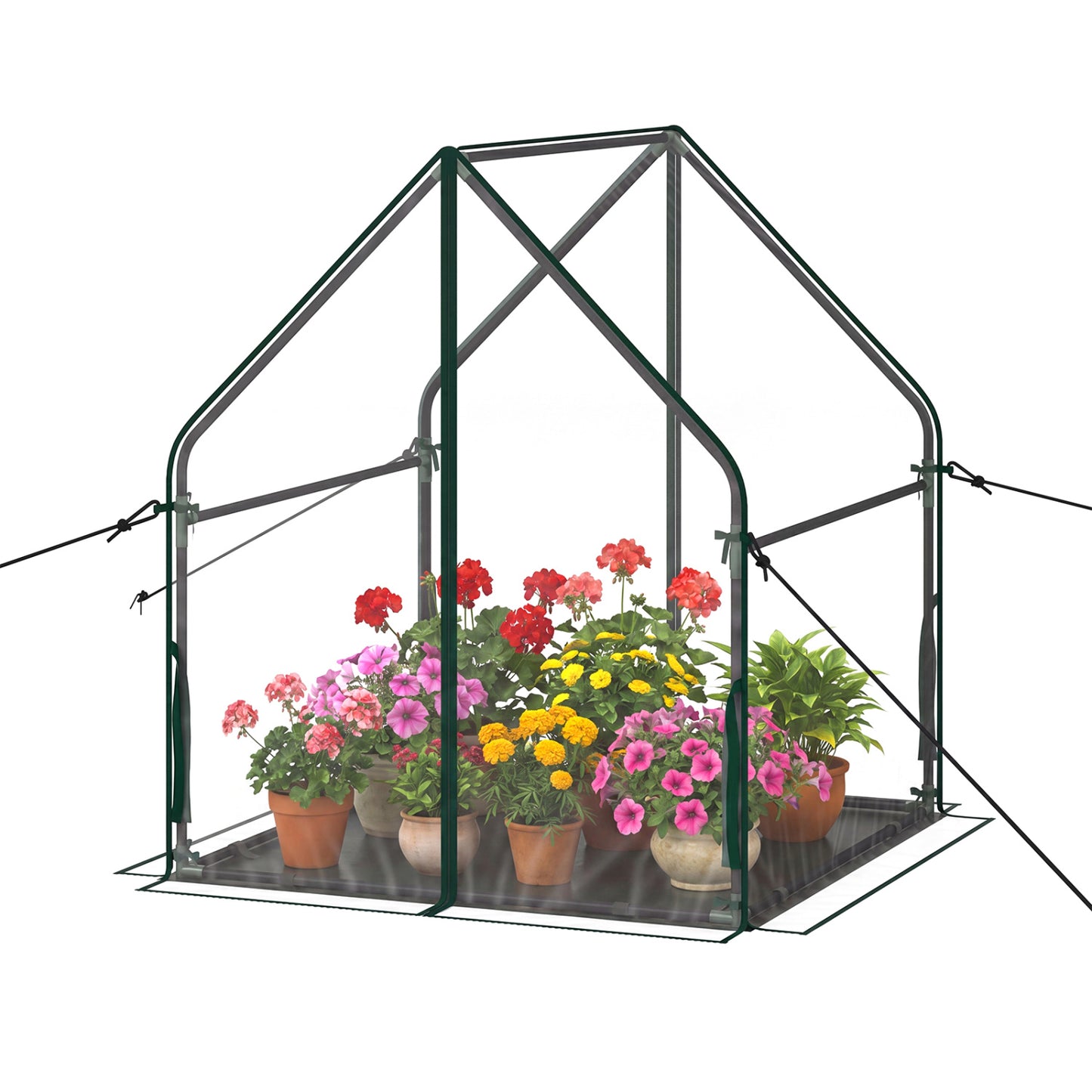 Mini Green House Metal Frame with Waterproof Bottom Mat and Wind Ropes-M, Transparent Greenhouses Transparent at Gallery Canada