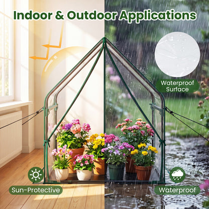Mini Green House Metal Frame with Waterproof Bottom Mat and Wind Ropes-M, Transparent Greenhouses at Gallery Canada