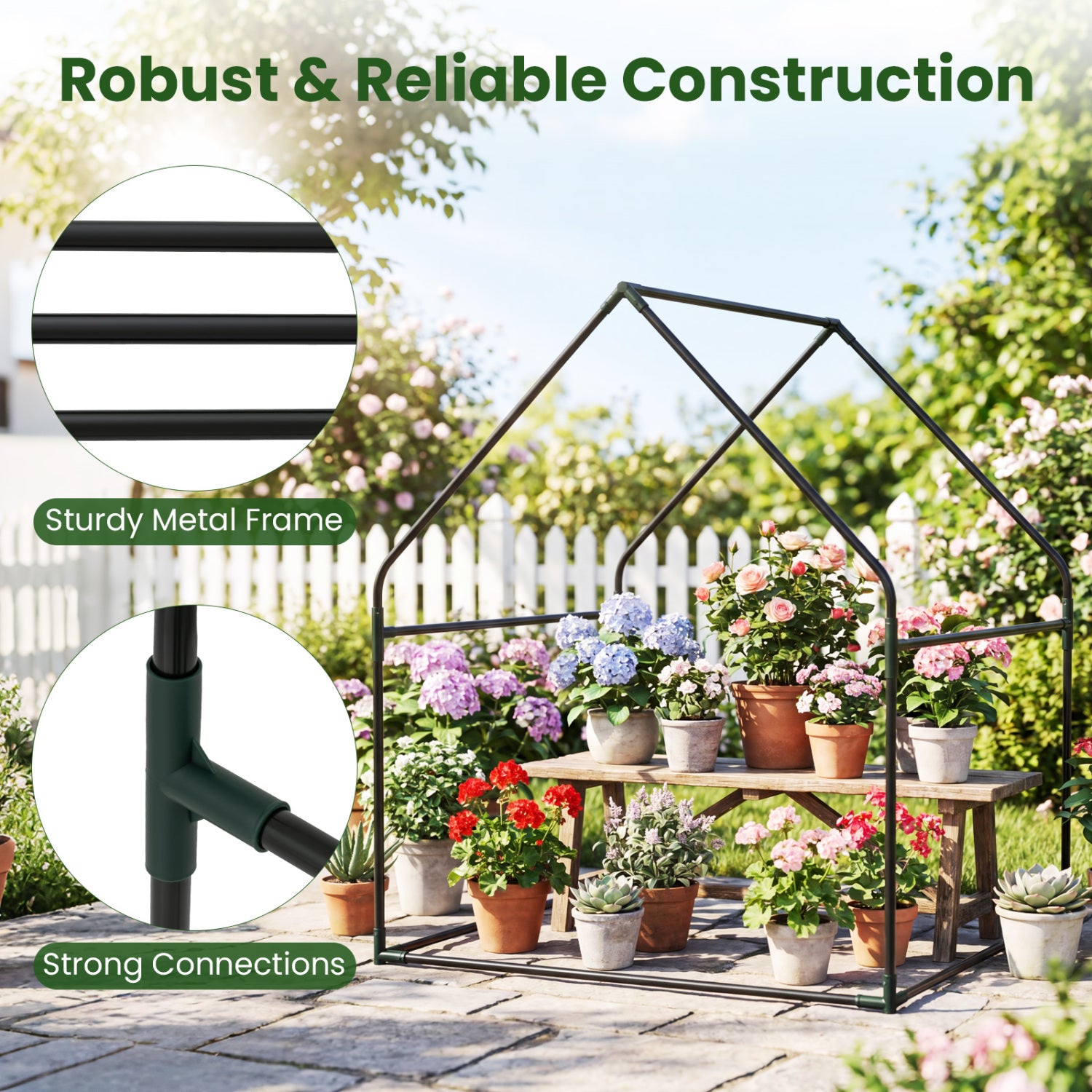 Mini Green House Metal Frame with Waterproof Bottom Mat and Wind Ropes-M, Transparent Greenhouses at Gallery Canada