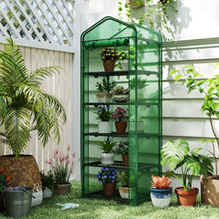 Mini Greenhouse Portable Plant Grow House with 5 Tier Shelves, Green