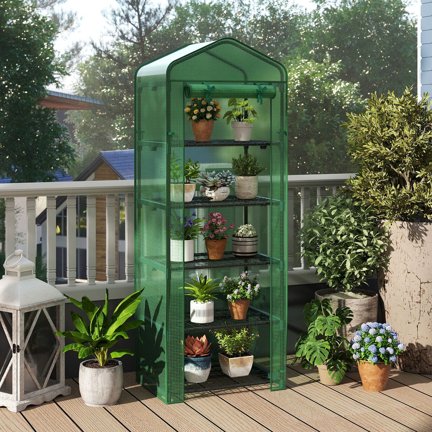 Mini Greenhouse Portable Plant Grow House with 5 Tier Shelves, Green
