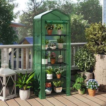 Mini Greenhouse Portable Plant Grow House with 5 Tier Shelves, Green