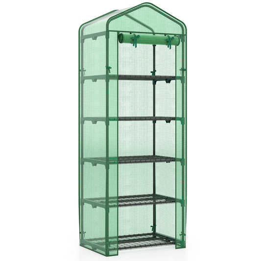 Mini Greenhouse Portable Plant Grow House with 5 Tier Shelves, Green