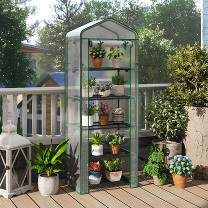 Mini Greenhouse Portable Plant Grow House with 5 Tier Shelves, White