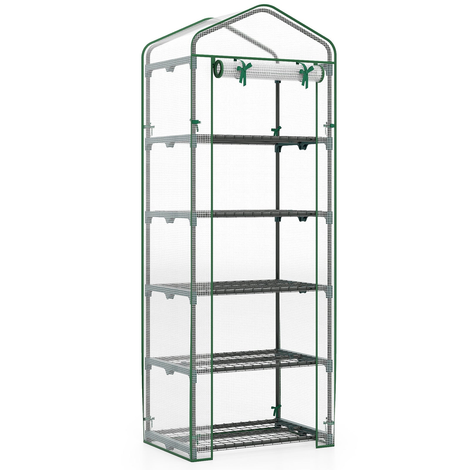 Mini Greenhouse Portable Plant Grow House with 5 Tier Shelves, White