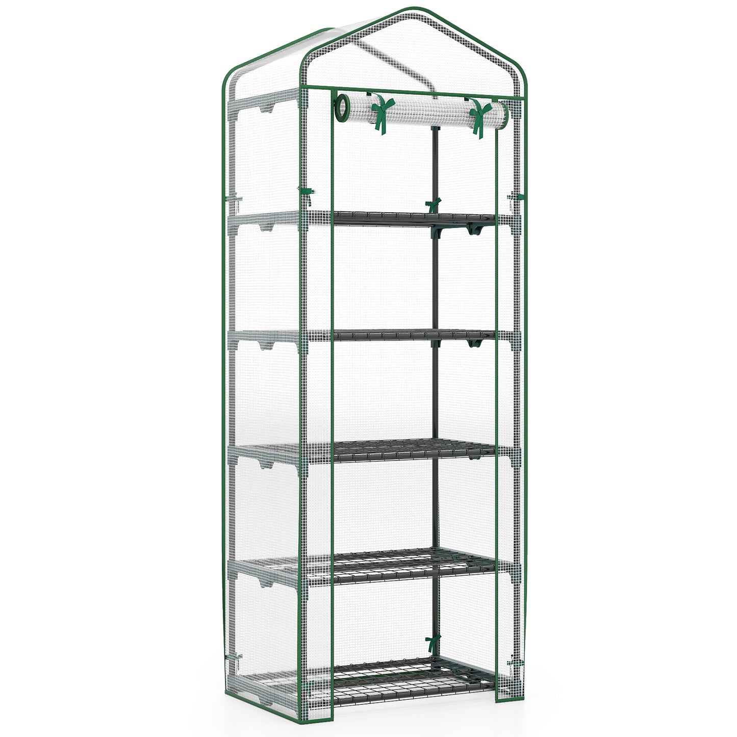 Mini Greenhouse Portable Plant Grow House with 5 Tier Shelves, White