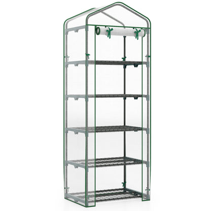 Mini Greenhouse Portable Plant Grow House with 5 Tier Shelves, White
