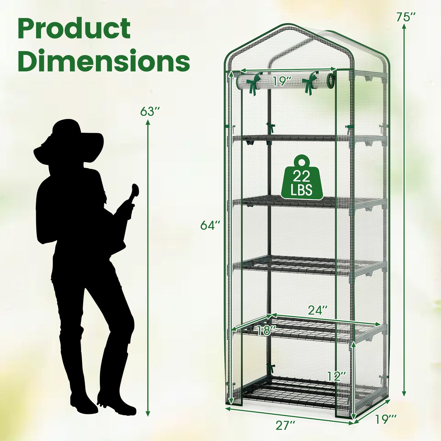 Mini Greenhouse Portable Plant Grow House with 5 Tier Shelves, White