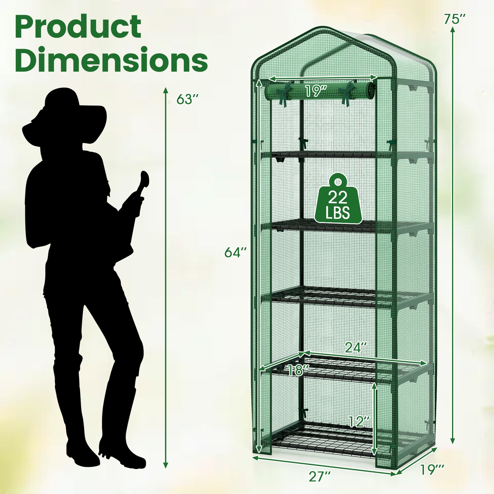 Mini Greenhouse Portable Plant Grow House with 5 Tier Shelves, Green Greenhouses at Gallery Canada