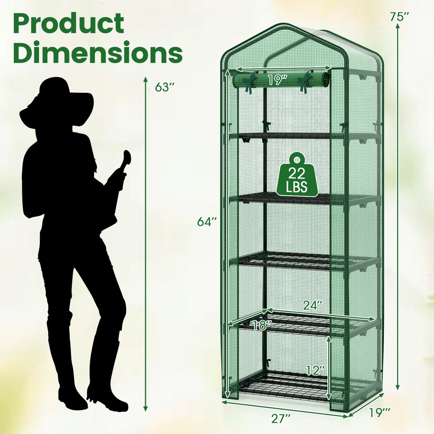 Mini Greenhouse Portable Plant Grow House with 5 Tier Shelves, Green Greenhouses at Gallery Canada