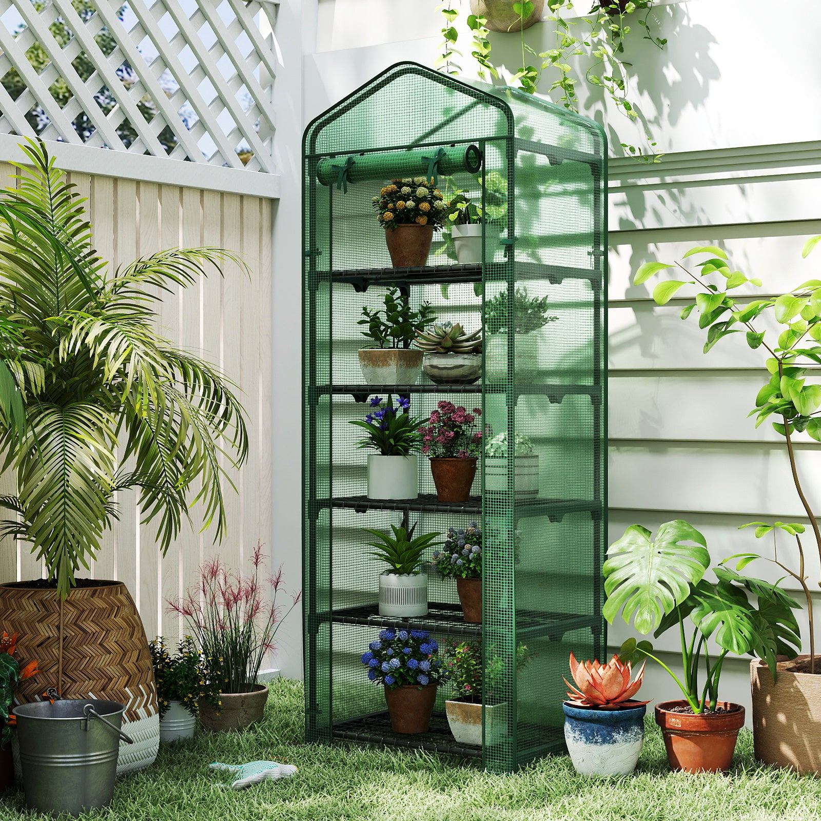 Mini Greenhouse Portable Plant Grow House with 5 Tier Shelves, Green Greenhouses at Gallery Canada
