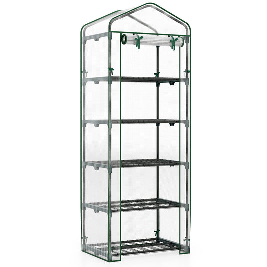 Mini Greenhouse Portable Plant Grow House with 5 Tier Shelves, White Greenhouses White at Gallery Canada