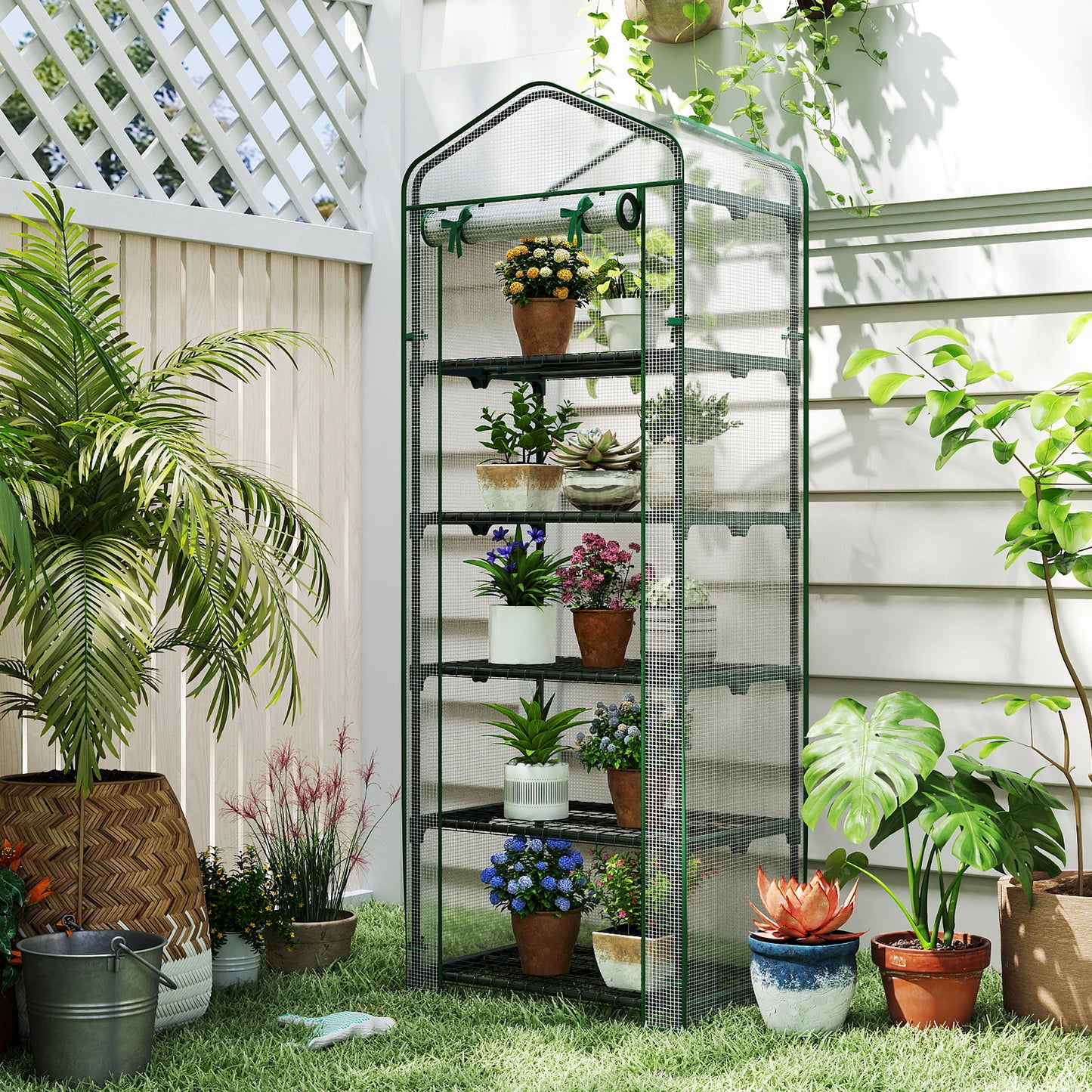Mini Greenhouse Portable Plant Grow House with 5 Tier Shelves, White Greenhouses at Gallery Canada