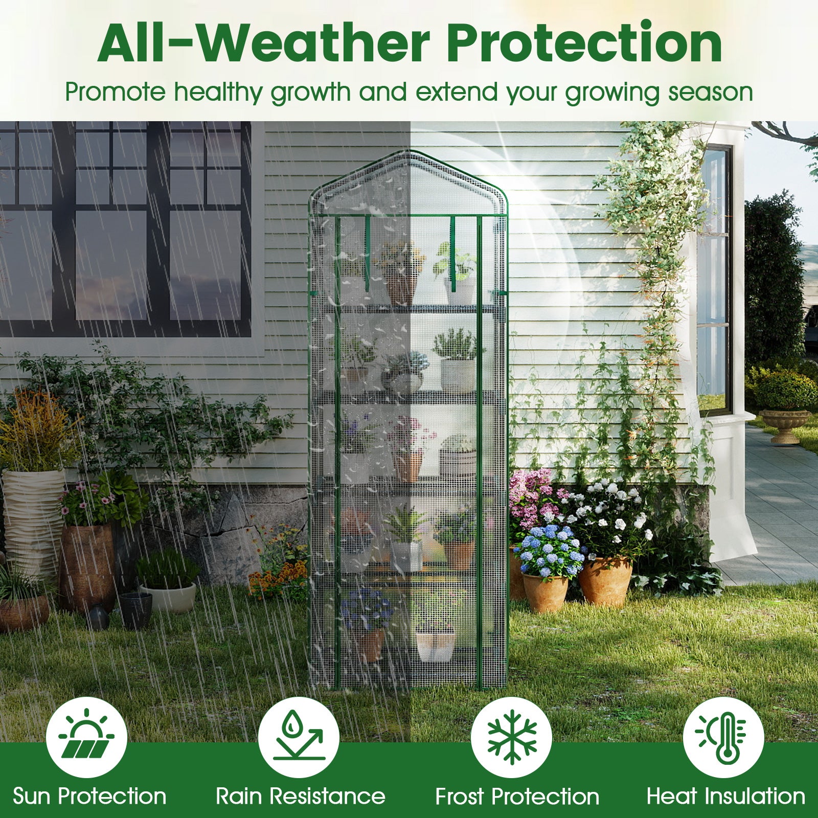 Mini Greenhouse Portable Plant Grow House with 5 Tier Shelves, White Greenhouses at Gallery Canada
