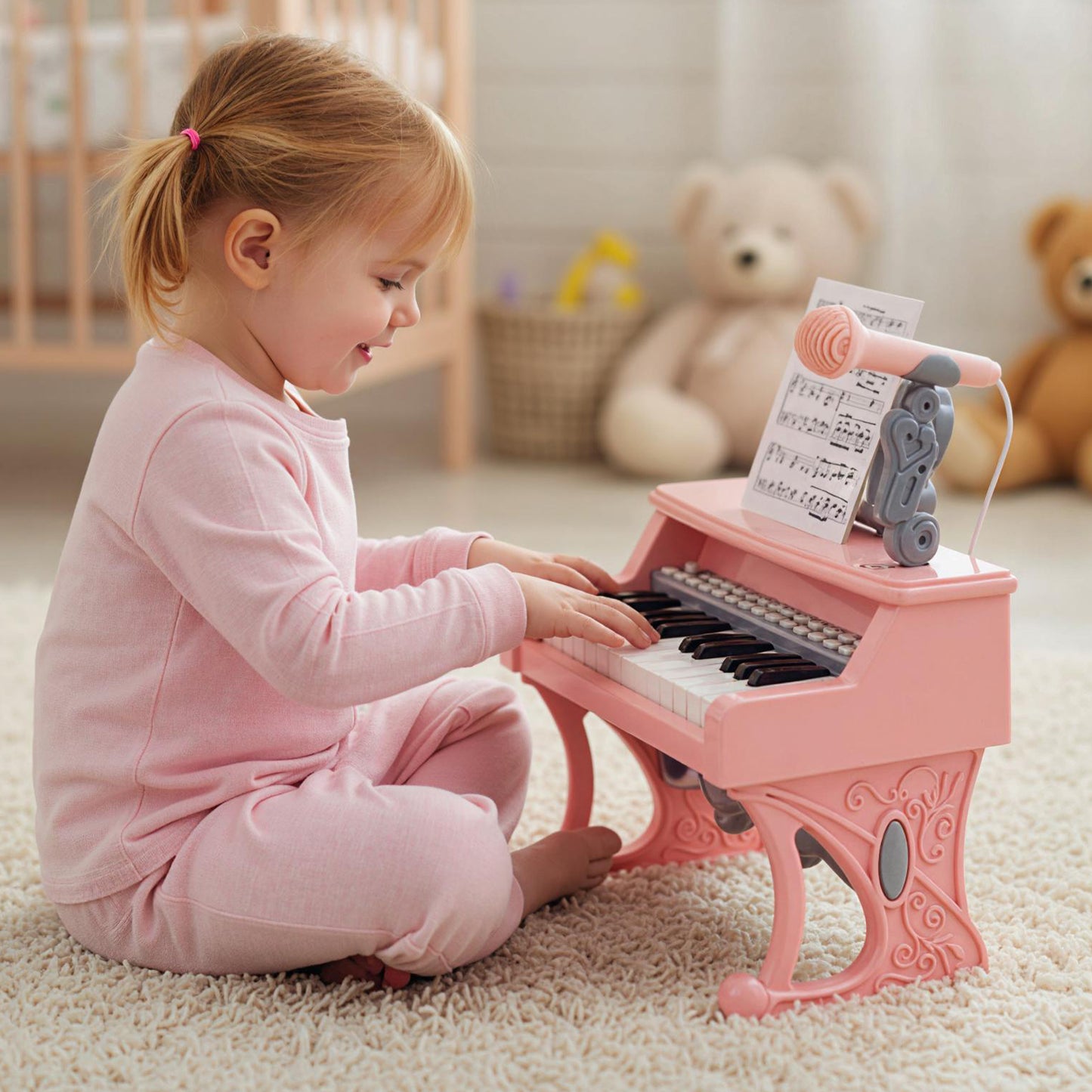 Mini Keyboard Piano 25 Keys, With Music Stand And Microphone, Pink Pianos & Keyboards at Gallery Canada