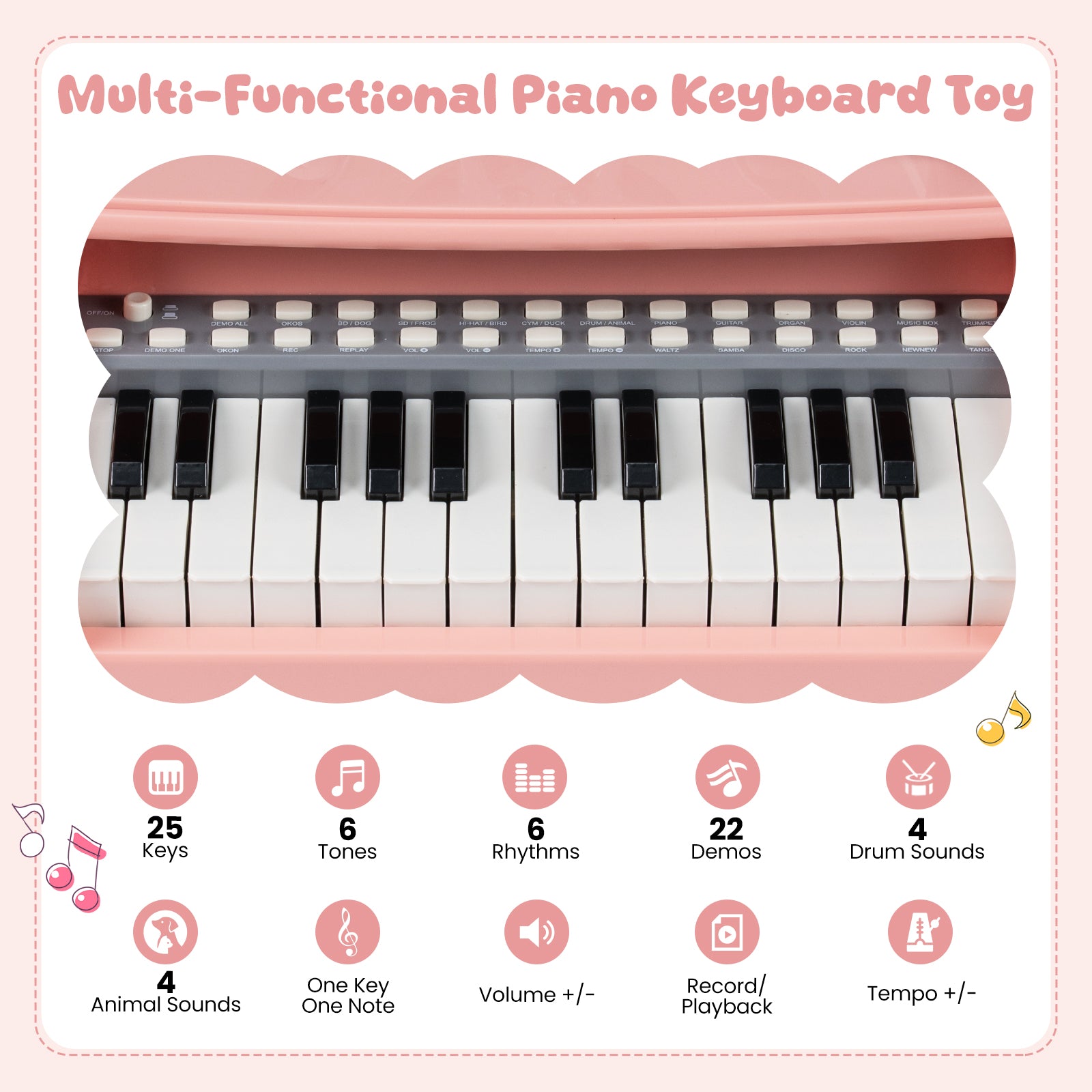 Mini Keyboard Piano 25 Keys, With Music Stand And Microphone, Pink Pianos & Keyboards at Gallery Canada