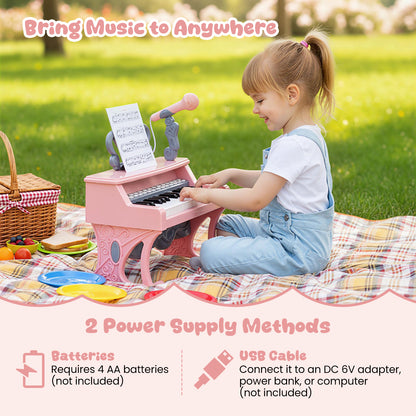 Mini Keyboard Piano 25 Keys, With Music Stand And Microphone, Pink Pianos & Keyboards at Gallery Canada