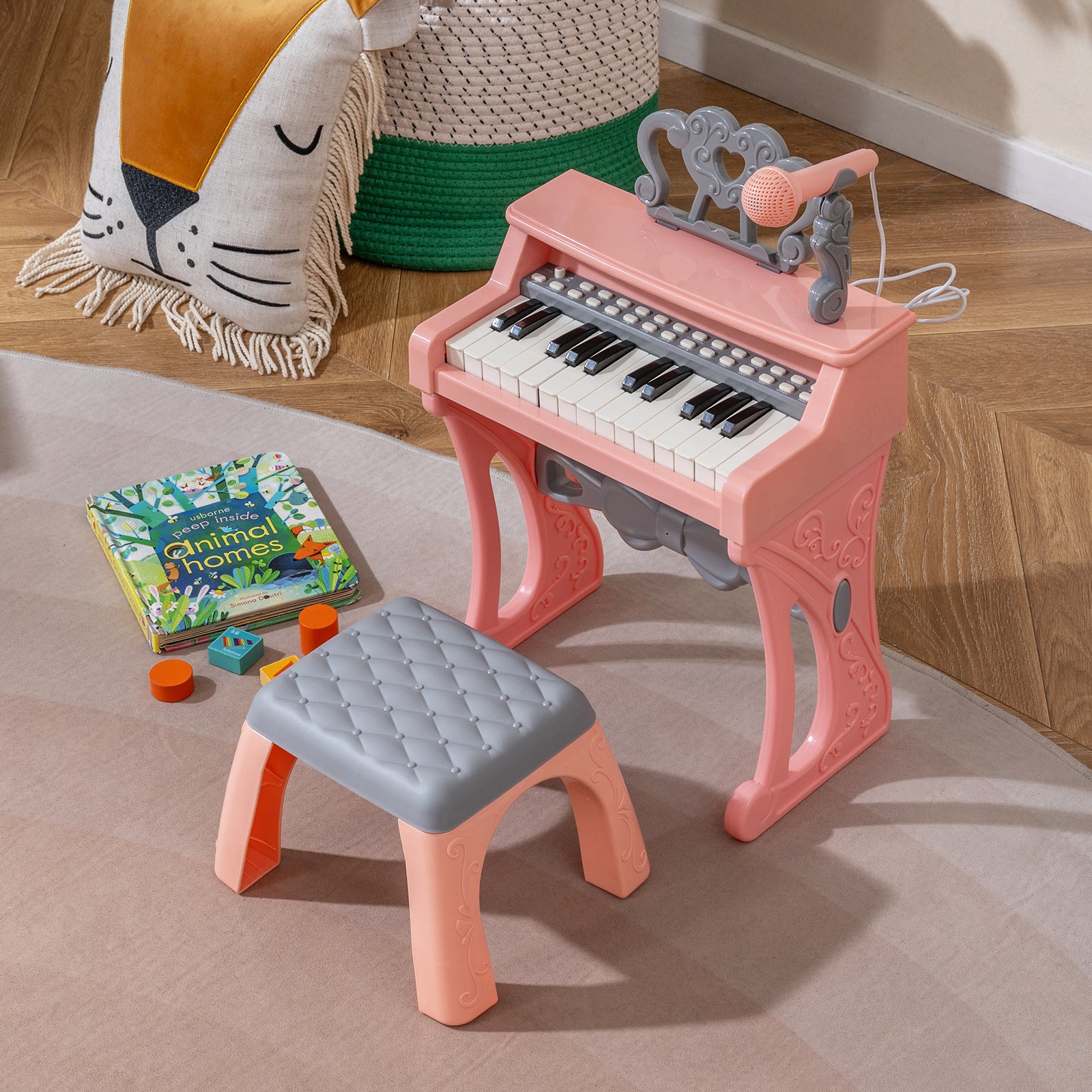 25 Keys Mini Keyboard Piano With Stool, For Kids 3+ Years, Pink Pianos & Keyboards at Gallery Canada