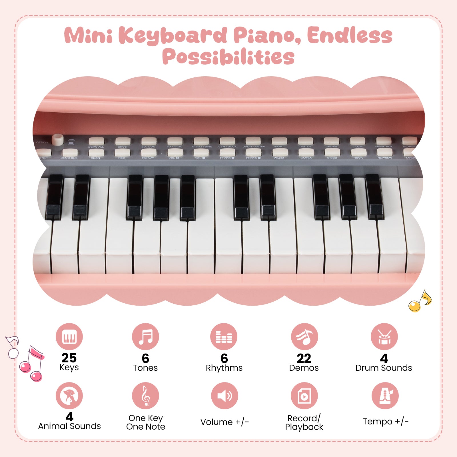 25 Keys Mini Keyboard Piano With Stool, For Kids 3+ Years, Pink Pianos & Keyboards at Gallery Canada
