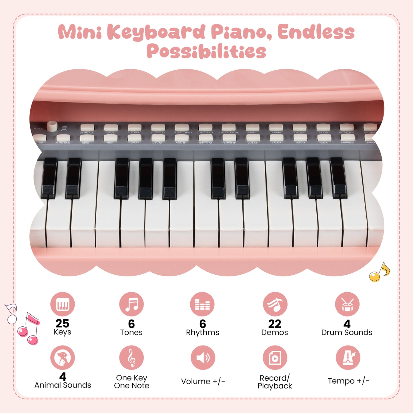 25 Keys Mini Keyboard Piano With Stool, For Kids 3+ Years, Pink Pianos & Keyboards at Gallery Canada
