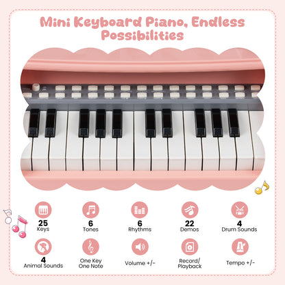 25 Keys Mini Keyboard Piano With Stool, For Kids 3+ Years, Pink Pianos & Keyboards at Gallery Canada