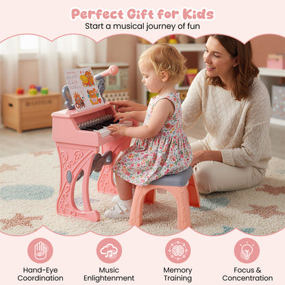 25 Keys Mini Keyboard Piano With Stool, For Kids 3+ Years, Pink Pianos & Keyboards at Gallery Canada