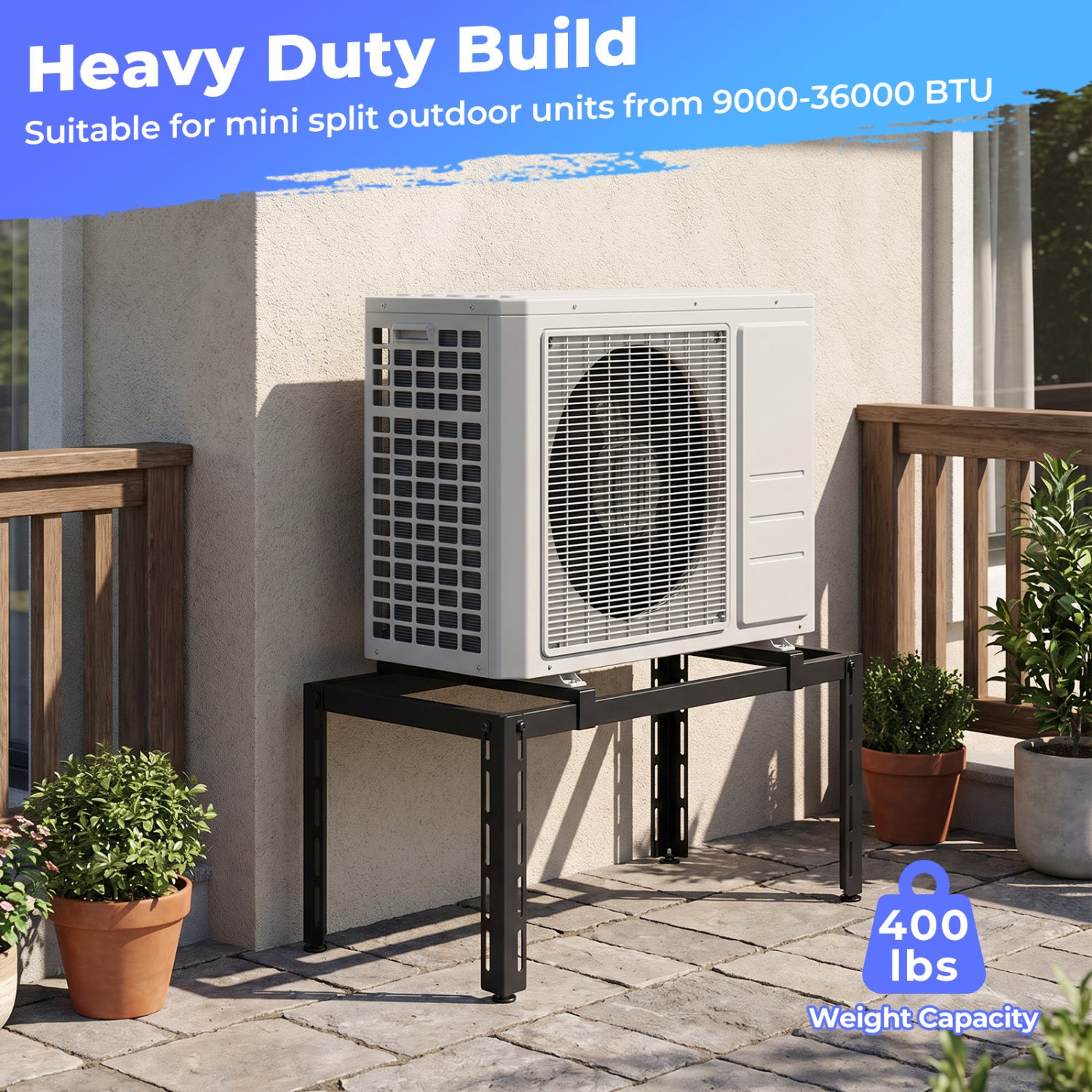 Mini Split Ground Stand Adjustable For 9000-36000 BTU, Black Mini Split AC Parts & Accessories at Gallery Canada