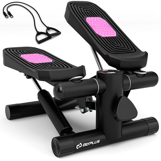 Mini Stepper with Resistance Bands and Adjustable Height for Exercise at Home, Black Sport Equipments Black at Gallery Canada