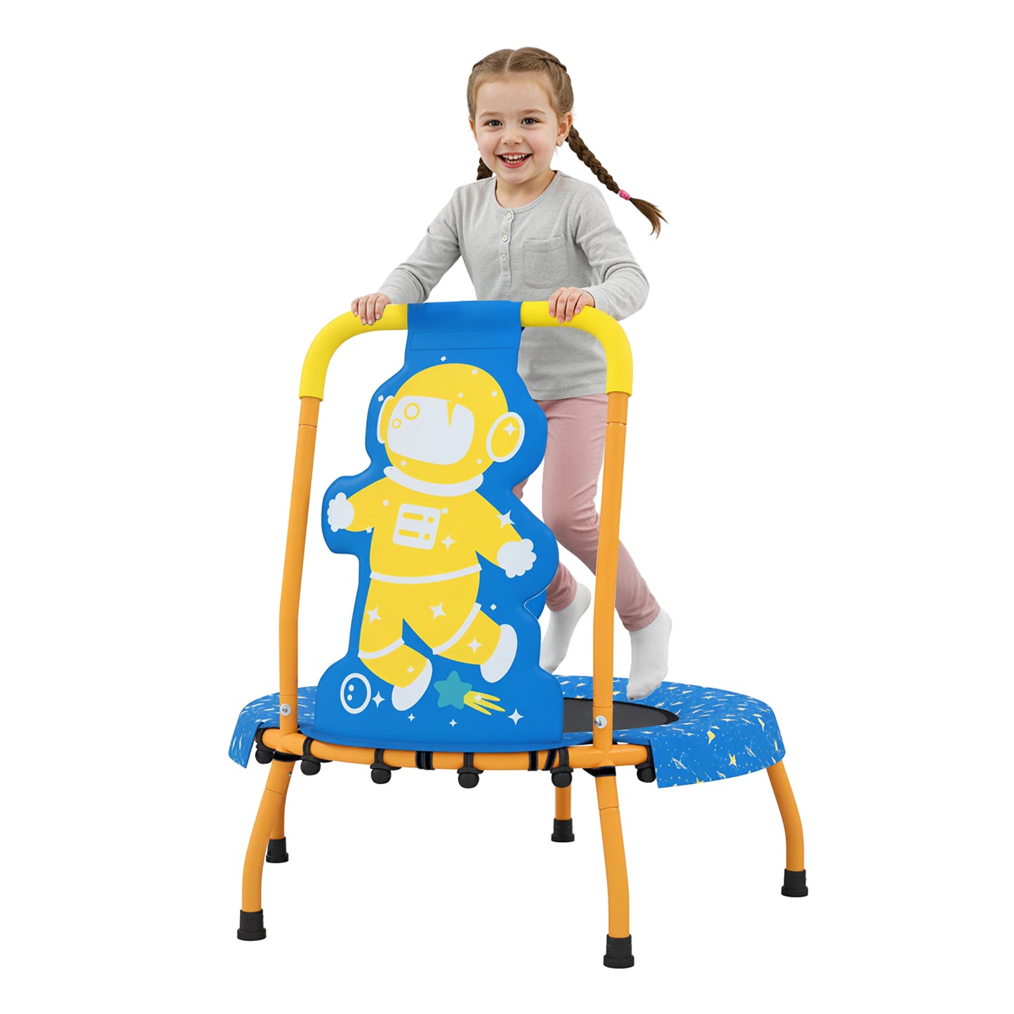 Mini Trampoline For Toddlers, Foam Padded Handle, Safety Cover, Blue Trampolines at Gallery Canada