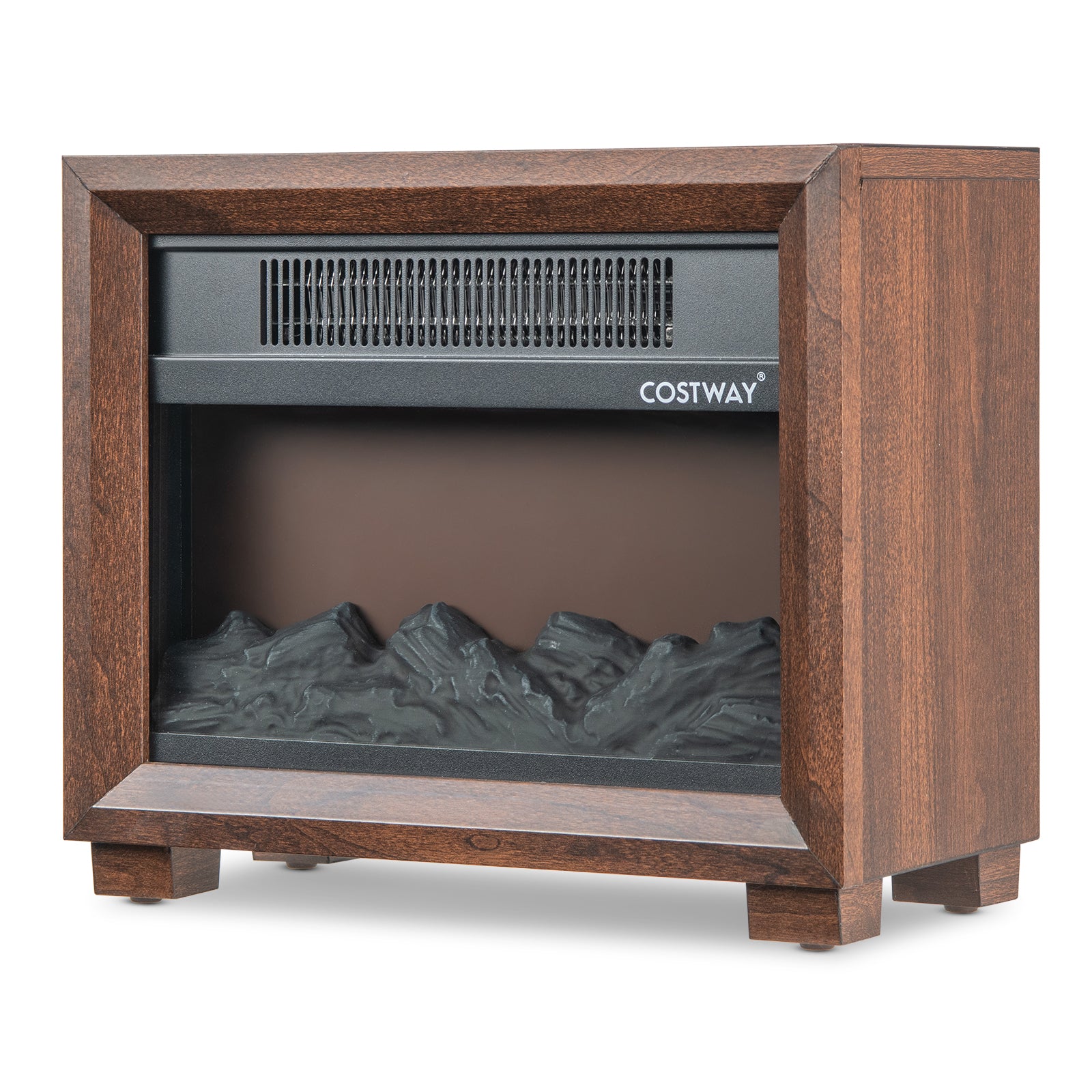 Mini Wooden Space Tabletop Fireplace with Realistic Flame Effect, Brown Fireplaces at Gallery Canada