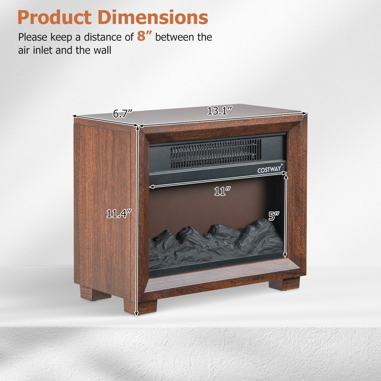 Mini Wooden Space Tabletop Fireplace with Realistic Flame Effect, Brown Fireplaces at Gallery Canada