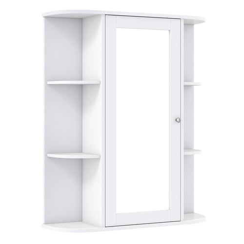 Wall Mount Bathroom Cabinet, Single Door Shelves, White