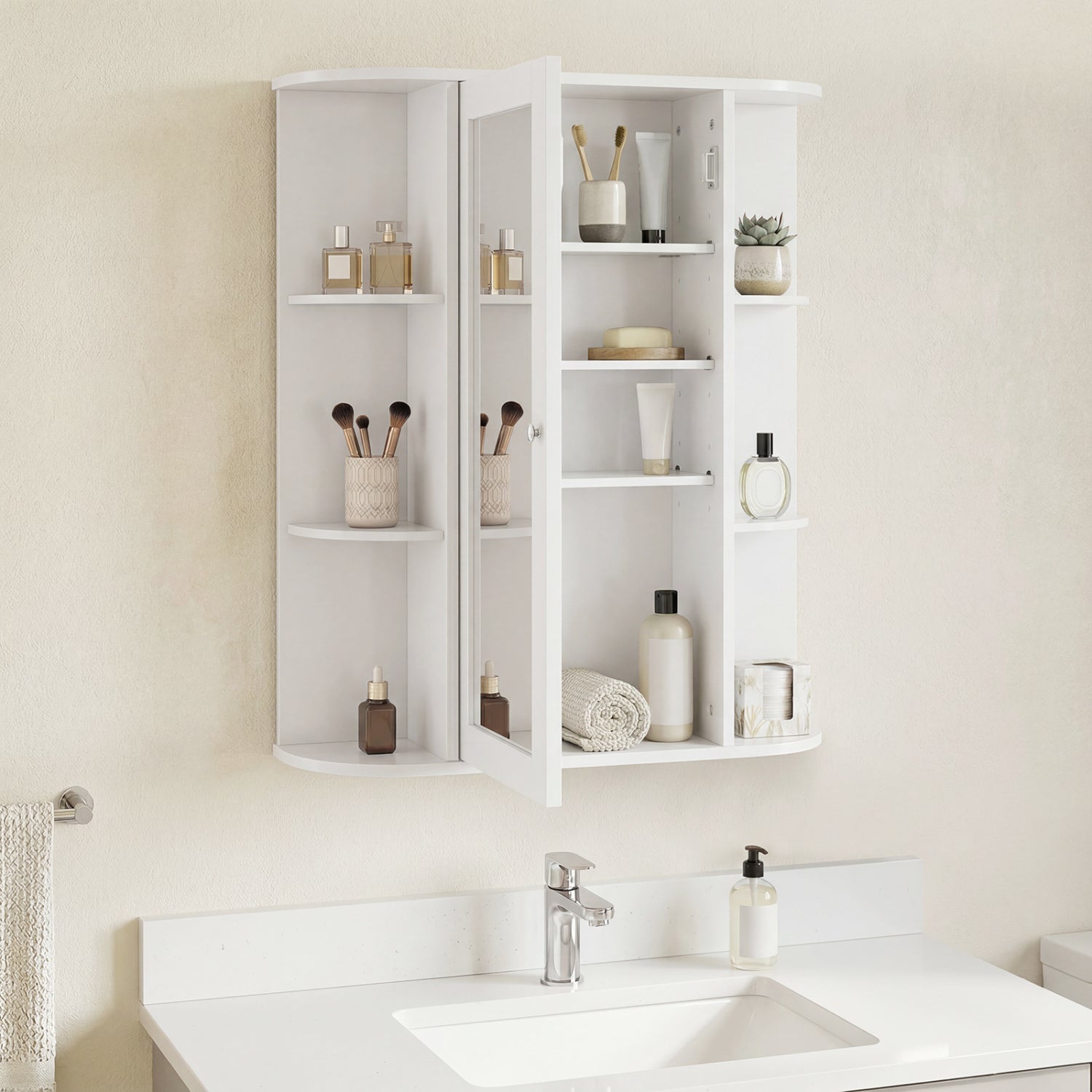 Wall Mount Bathroom Cabinet, Single Door Shelves, White Wall Cabinets at Gallery Canada