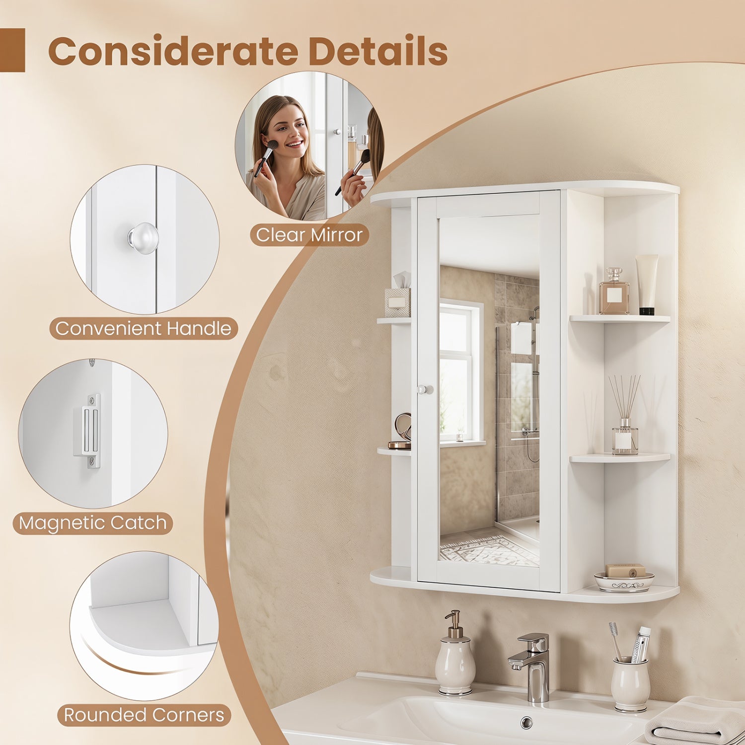 Wall Mount Bathroom Cabinet, Single Door Shelves, White Wall Cabinets at Gallery Canada