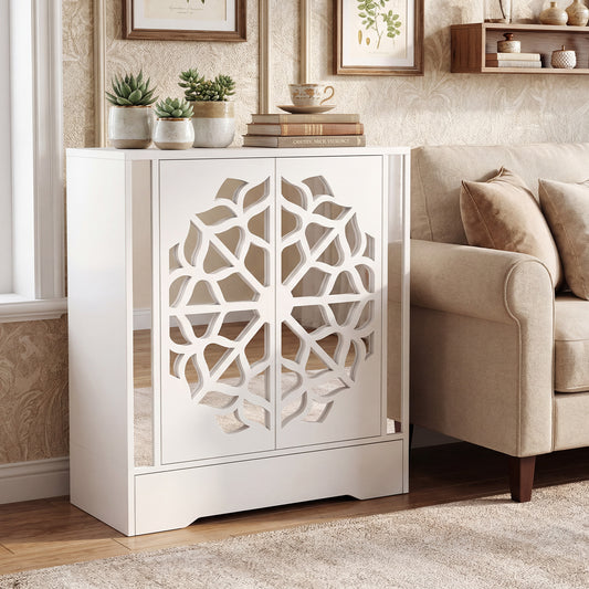 Mirrored Shoe Cabinet, 4-Tier Organizer With Large Drawer, White Shoe Racks & Storage Benches White at Gallery Canada