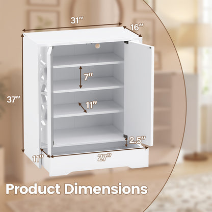 Mirrored Shoe Cabinet, 4-Tier Organizer With Large Drawer, White Shoe Racks & Storage Benches at Gallery Canada