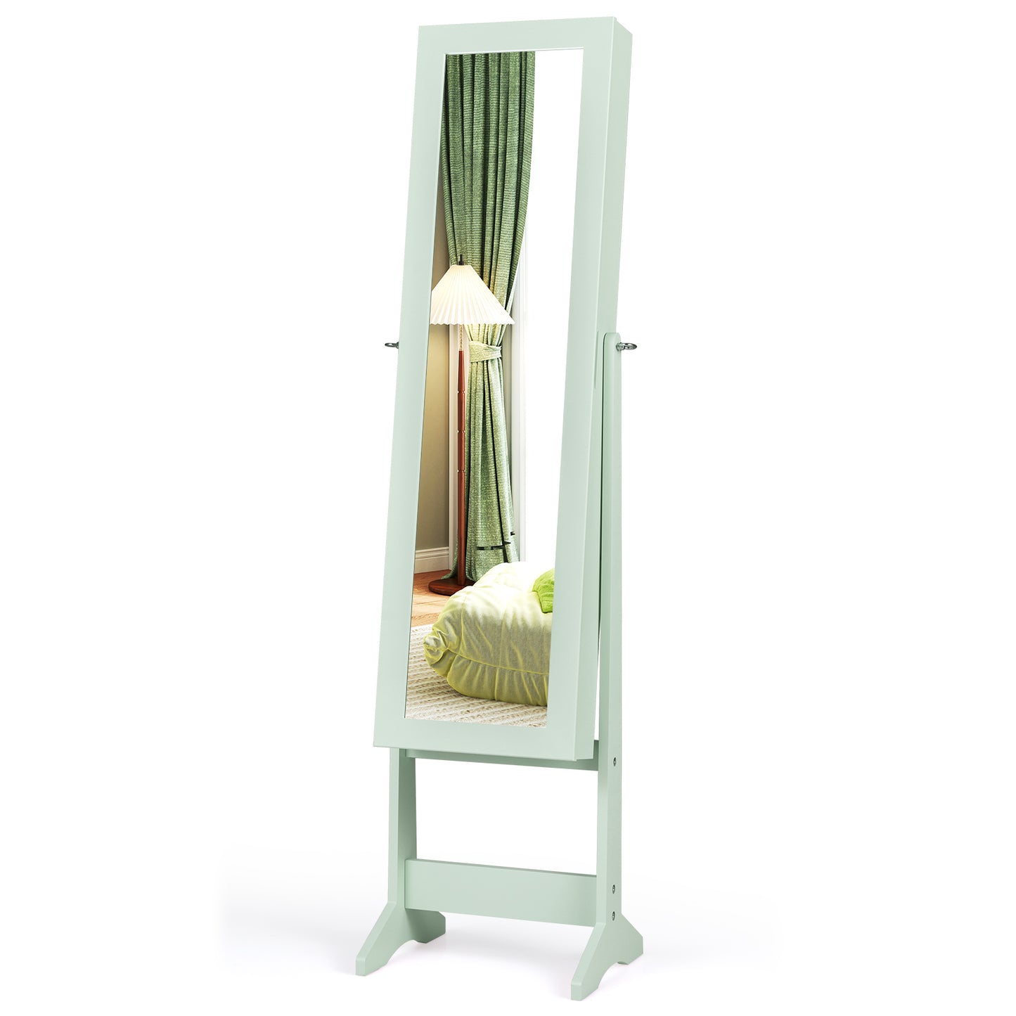 Mirrored Standing Jewelry Cabinet Storage Box, Green Jewelry Armoires at Gallery Canada