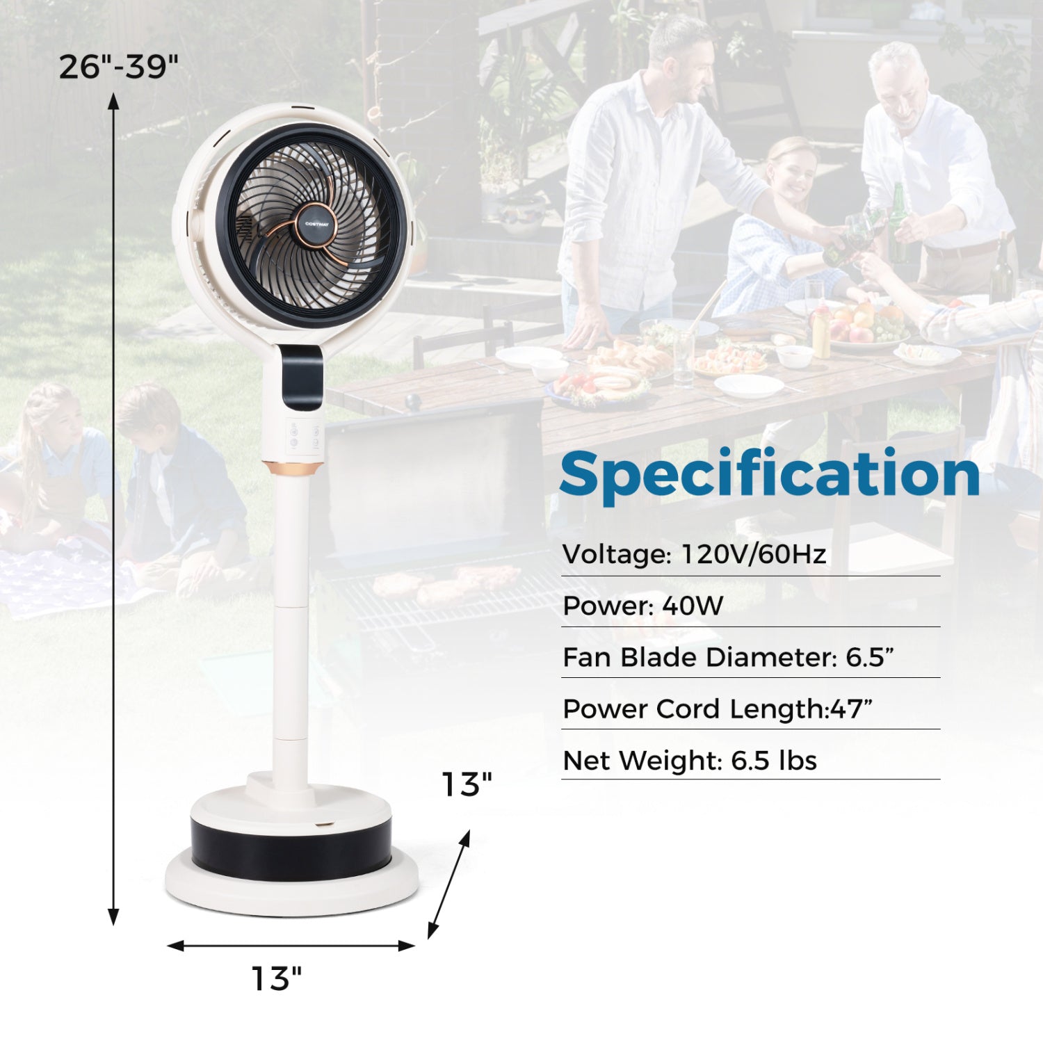 Misting Pedestal Fan, 90° Oscillation, 8 Speeds, White Fans at Gallery Canada