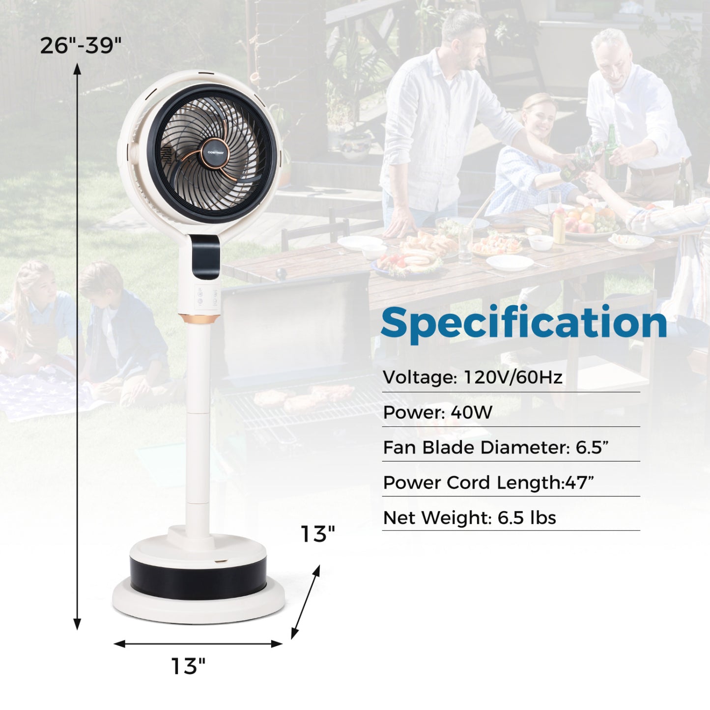 Misting Pedestal Fan, 90° Oscillation, 8 Speeds, White Fans at Gallery Canada