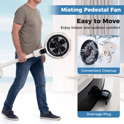 Misting Pedestal Fan, 90° Oscillation, 8 Speeds, White Fans at Gallery Canada