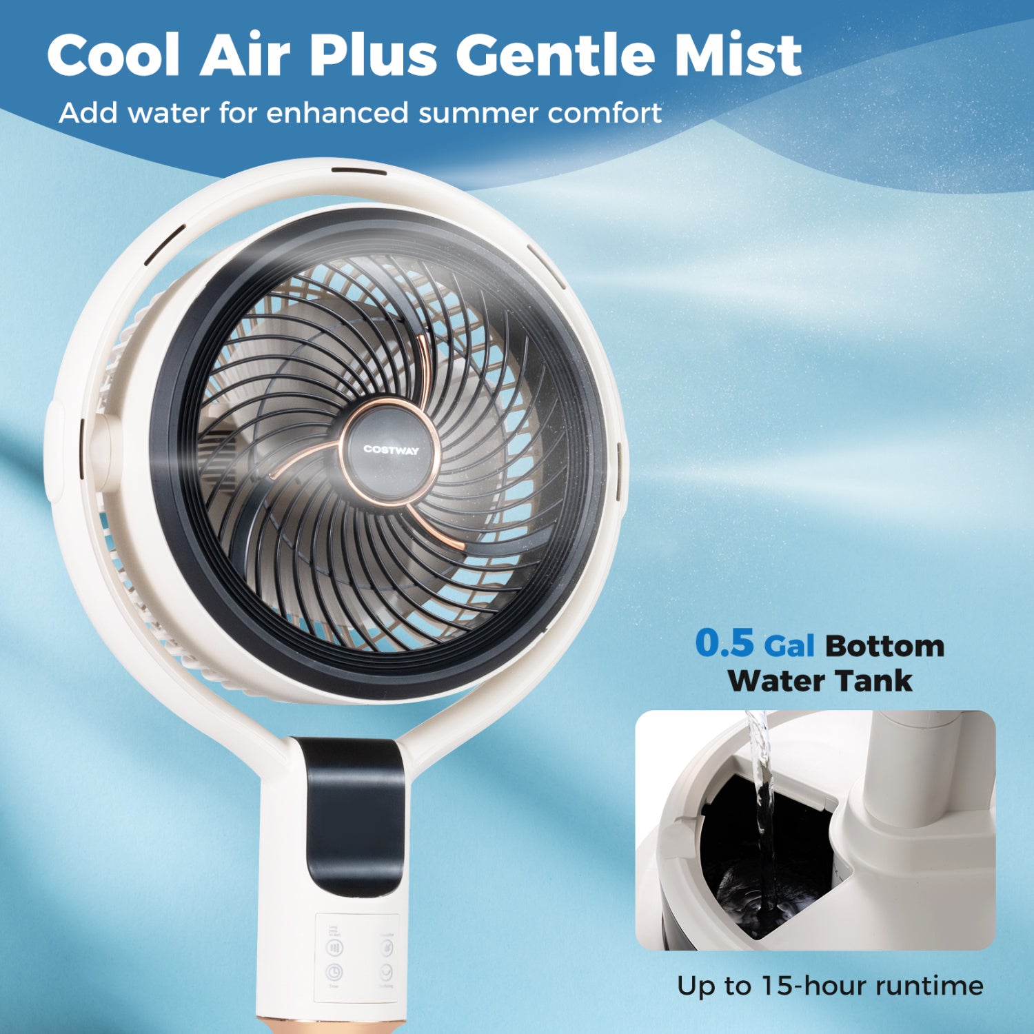 Misting Pedestal Fan, 90° Oscillation, 8 Speeds, White Fans at Gallery Canada
