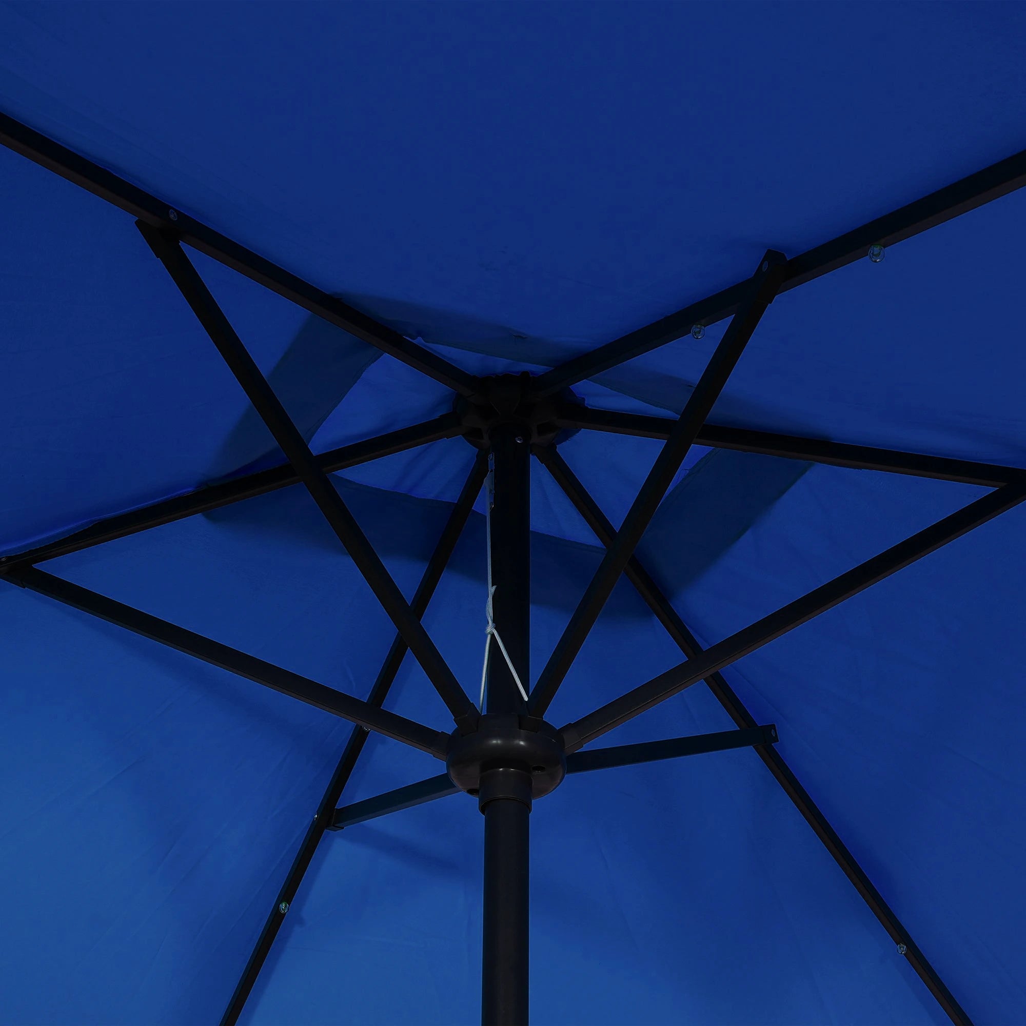 6' x 10' Rectangular Patio Umbrella, 22 LED Solar Lights, Tilt, Crank, Dark Blue Sun Umbrellas at Gallery Canada