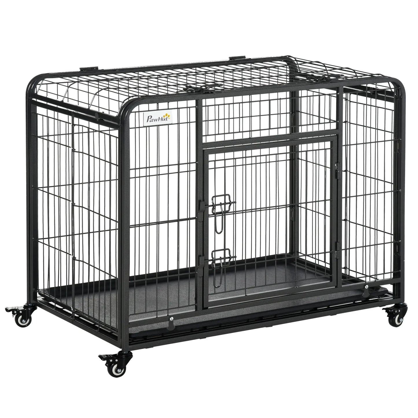 Heavy Duty Folding Dog Crate, Medium Size, 37" x 23" x 27" Houses, Kennels & Pens Dark Grey at Gallery Canada