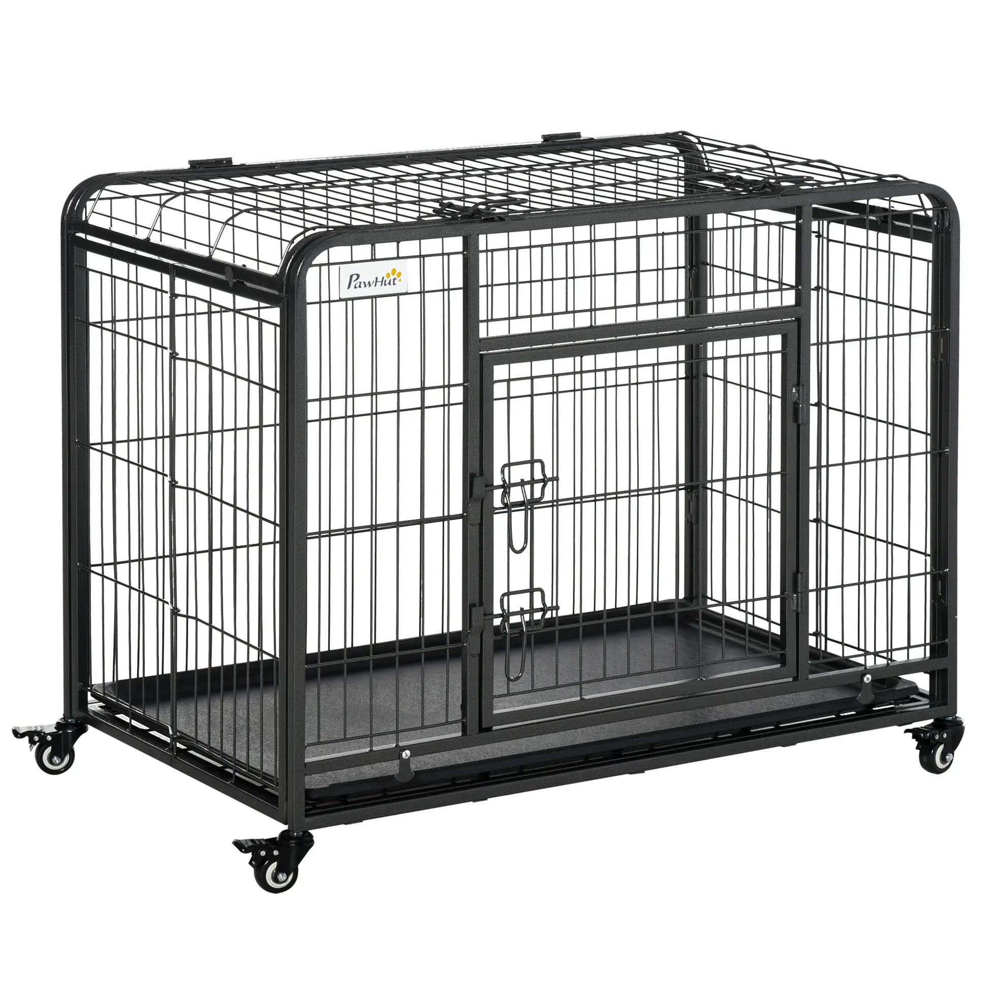 Heavy Duty Folding Dog Crate, Medium Size, 37" x 23" x 27" Houses, Kennels & Pens Dark Grey at Gallery Canada