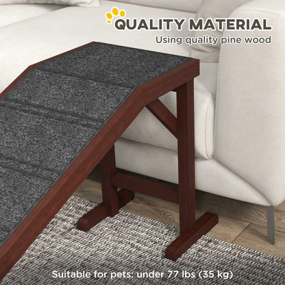 Pet Ramp Bed Steps, Non-Slip Carpet Top, Pine Wood, 74"L x 16"W x 25"H, Brown Dog Stairs at Gallery Canada