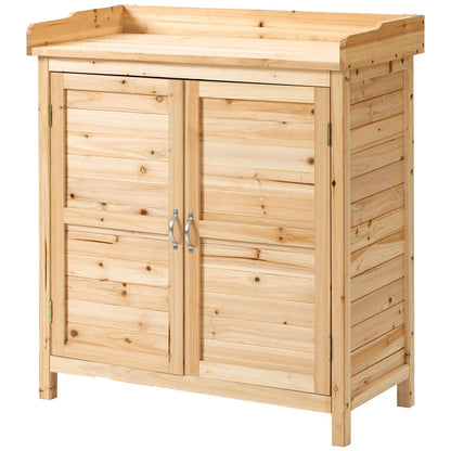 Wood Garden Shed, Compact Outdoor Storage Cabinet, Natural