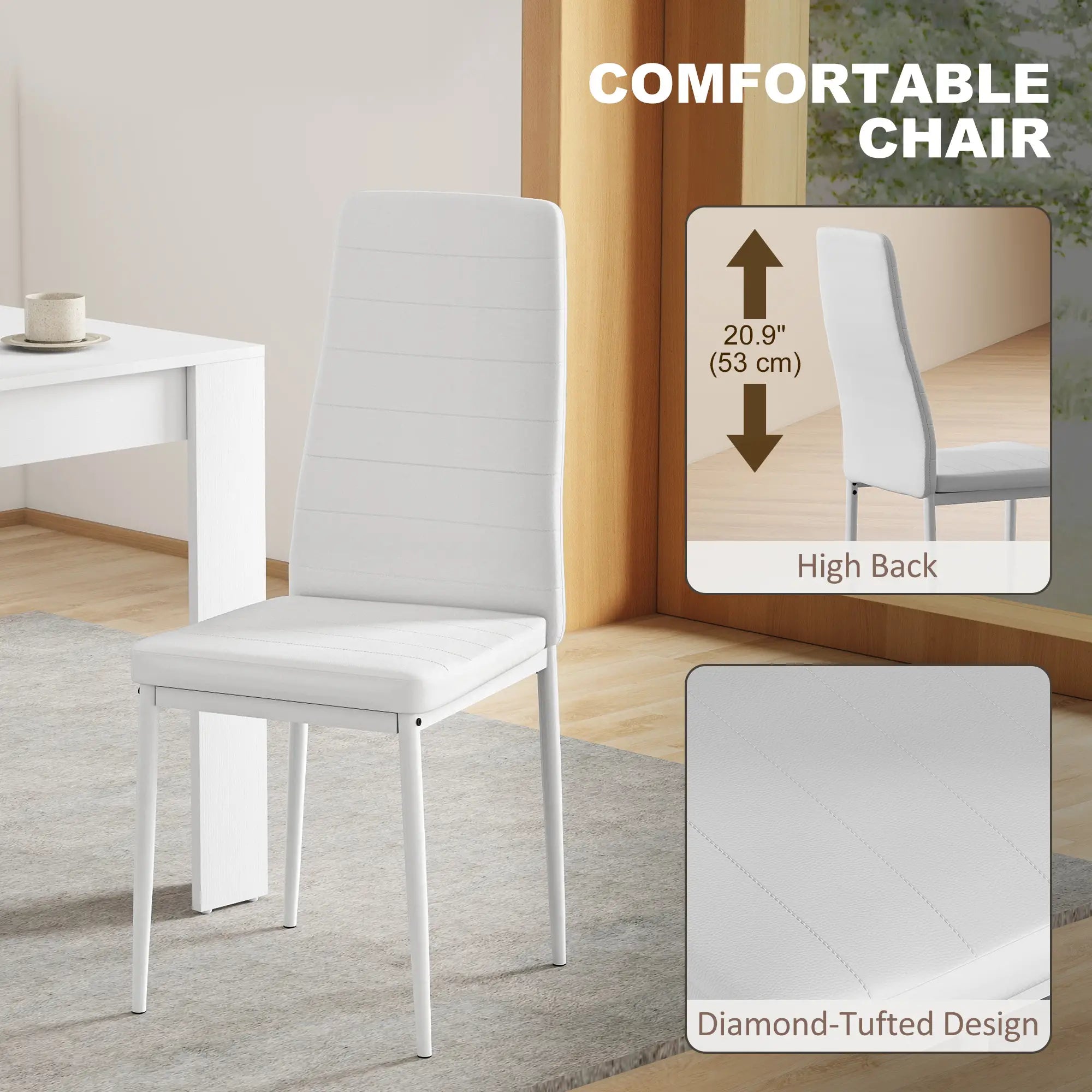 Square Dining Table Set for 2, PU Leather Chairs, White Dining Table Sets at Gallery Canada