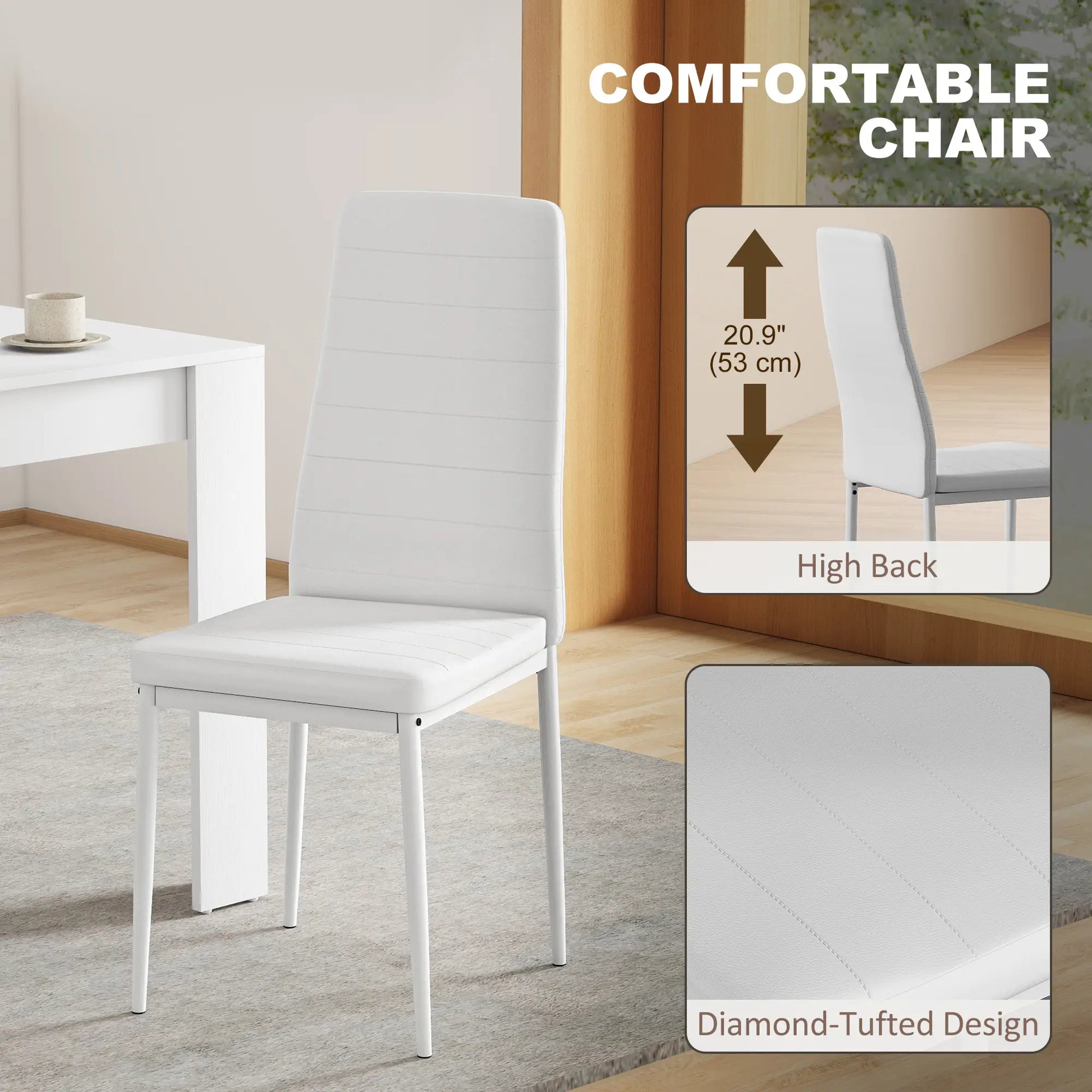 Square Dining Table Set for 2, PU Leather Chairs, White Dining Table Sets at Gallery Canada