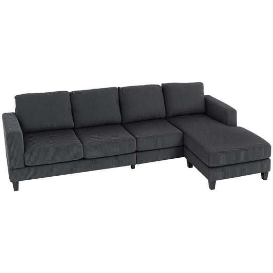 L Shaped Couch with Chaise Lounge, Spring Cushion, Charcoal Grey 3-Seater Sofas Charcaol Grey at Gallery Canada